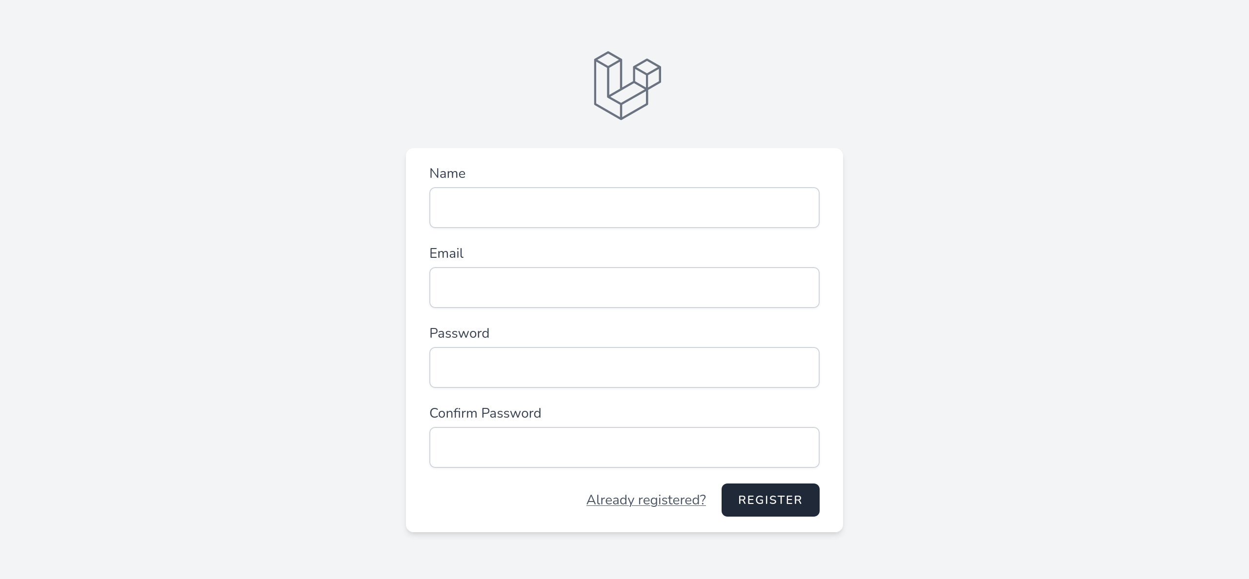 Laravel registration page